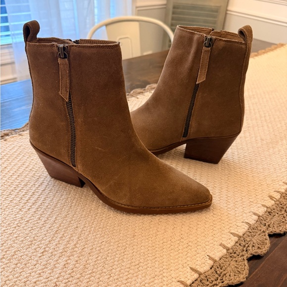 New House Of Harlow 1960 Boots Tan Leather/Suede Block Heel Women’s Size 39/8 - Picture 3 of 8